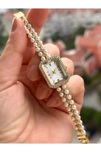 Leerybee Özel Kutulu Kadın Kol Saati Taşlı İncili Metal Kordonlu Yılbaşı Doğum Günü Sevgililer Günü Hediyesi