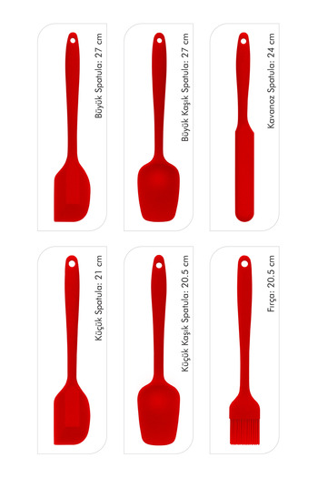 SUMO Margo Heat Resistant Fireproof Non-Stick Silicone Spatula Set 6 Pieces Red