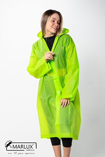 Marlux Women's Men's Raincoat Hooded Snap Fastener Eva Green Raincoat M21mrc881r12