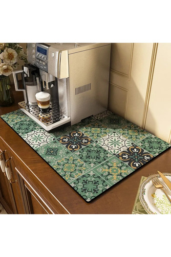 Choice 40X60CM(1.3X1.9FT) GZN 3 Classical Floral Diatomaceous Earth Coffee Machine Mat Kitchen Bar Absorben