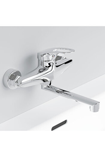 Choice Chrome Kitchen Faucet Mixers Wall Mounted Single Handle Mixer Tap Sink Faucet Rotation Hot Cold Wate