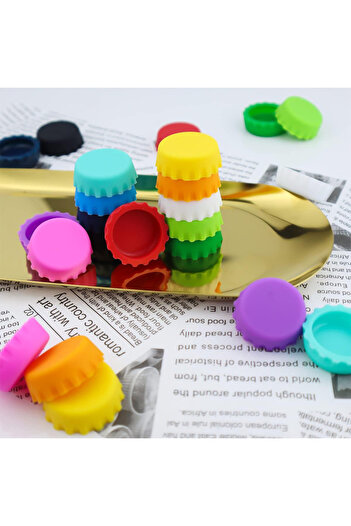 Choice 24Pcs 2/12/24Pcs Candy Colors Silicone Beer Bottle Caps Bar Home Brewing Wine Making Barware Cover B