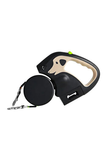Choice 3M Khaki 3m Retractable Rotating Pet Leash for 2 Dogs Multifunctional Double Rope Leashes with Flash