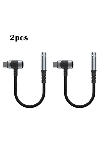 Choice 12.7cm 2 pcs adapter USB C to 3.5mm earphones and charger adapter 2-in-1 C-type to Aux microphone j