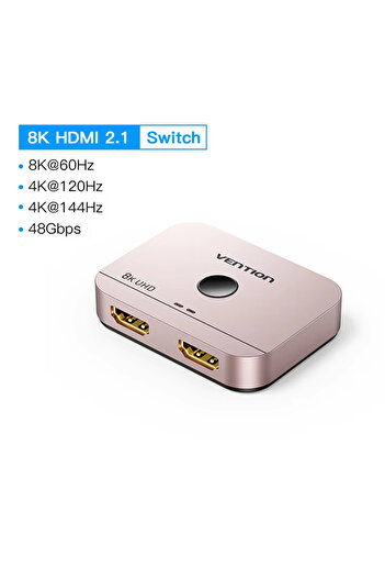Choice 8K HDMl 2.1 Pink Vention HDMI Switcher 8K Bi-Direction 2.1 HDMI Switch 1x2/2x1 Adapter 2 in 1 Out Co