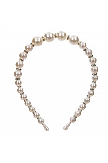 PUFO Bentiță elegantă de păr Pufo Pearl cu mărgele albe