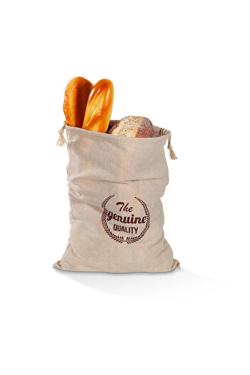 Choice 4BF044-Words Linen Bread Bags Reusable Portable Drawstring Kitchen Organizer Home Homemade Artisan B