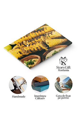 StoryGift Romania Canvas Print Portion of Grilled Corn Served with Bowls of Delicious Sauces, Ready to Eat