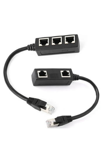 Choice موصل مقسم RJ45 أسود من 1 إلى 2 / 1 إلى 3 طرق محول شبكة Cat5 Cat6 Cat7 LAN Eth