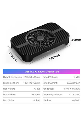Choice Z-X3 Black Z-X3 Router Radiator Base Optical Cat Set-top Box MINI Host Bracket 14CM Fan