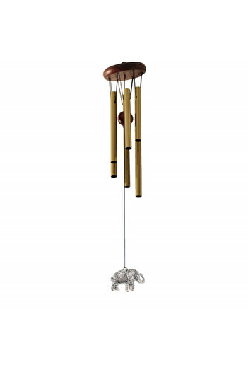 PUFO Clopoțel de vânt cu 6 tuburi sonore metalice pentru casă sau grădină, model de elefant Feng-Shui
