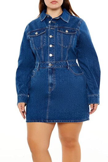 Forever 21 Plus Size Denim Mini Elbise