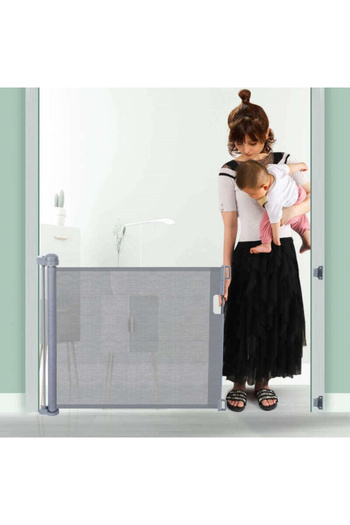 Empria Poarta de siguranta retractabila extra lunga, Empria, 140 cm, Gri, poarta protectie bebe