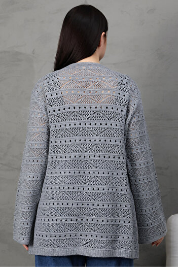 ALCHON V-Neck Long Loose Sleeves Hollowed Openwork Pockets Loose Relaxed Fit Knitwear Spring Summer Cardigan