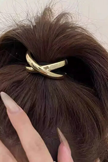 TAKIŞTIR Gold Color Cross Figured Metal Rubber Buckle