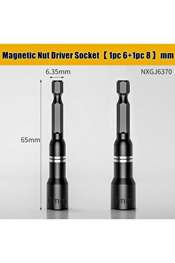 NIUXIANG 2pcs CR-V Steel Magnetic Nut Screwdriver Socket Bits For Power Drills Hex Shank Driver/Adapter Socke