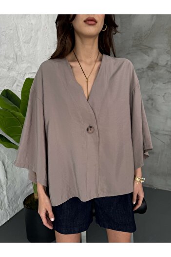 Elif Özbey Butik Μπλούζα Modal με ένα κουμπί Mink