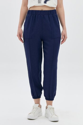 DAIDO Striped Trousers with Elastic Waist