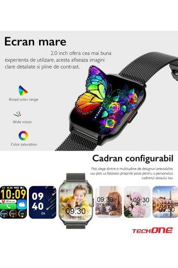 Techone ® Wand Pro Smartwatch, Black
