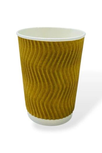 SKP Plastic Double Wall Paper Cups 8 oz Ripple Brown (25 Count)