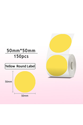 Choice3 Yellow Round label 50x50mm/150pcs Thermal Adhesive Label Roll, suit for Phomemo M110 M200 M220 M120