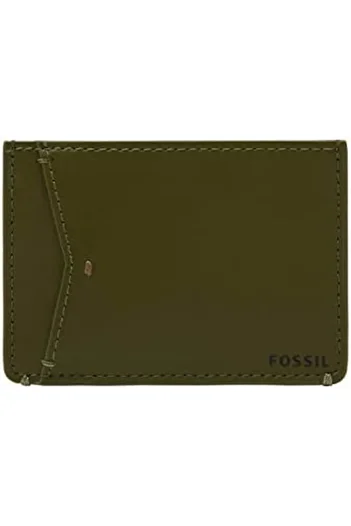 Fossil Men's Joshua Vegan Cactus Slim Minimalist Card Case Front Pocket Wallet, Green Moss