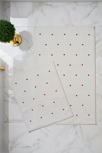 Nazik Home Amore Heart Embroidered 2-Piece Mat Set (60 X 100 cm)