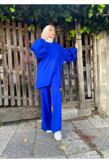 NZL TEKSTİL Basic Balloon Sleeve Simple Tetran Tricot Suit