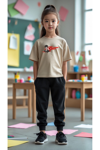 uyguntarz Children's Ataturk Design Printed Tshirt Tracksuit Set