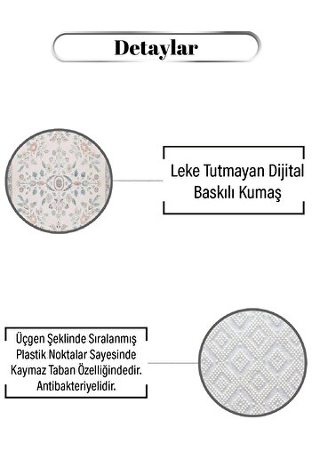 Markaev Ekru Bitki Desen Dijital Baskılı Kaymaz Zenit Halı ZNTKLM