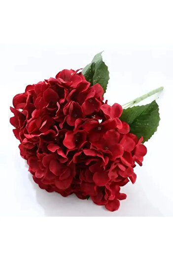 yapay çiçek evi Red Artificial Hydrangea 5 Branched Vase Flower Pot Decor Flower