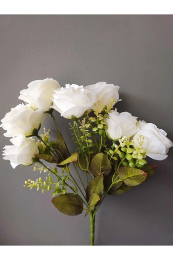 yapay çiçek evi Buchet de trandafiri albi cu 7 capete, aranjament de trandafiri, vază cu trandafiri, ghiveci, decorare, aranjament floral