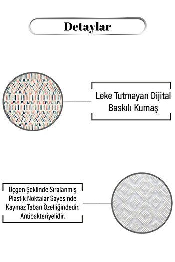 Markaev Üçgen ve Çizgi Desen Dijital Baskılı Kaymaz Zenit Halı ZNTKLM