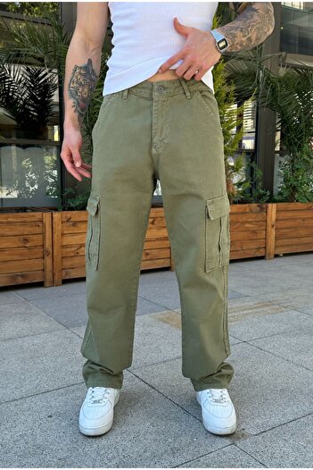 serline Khaki Baggy Cargo Pants