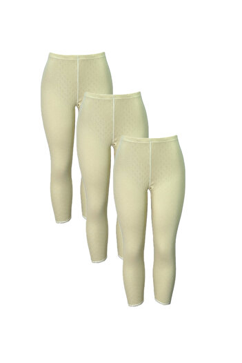 City Rose Fashion 3-Pieces Women Underwear Leggings Perforated Cotton 100%