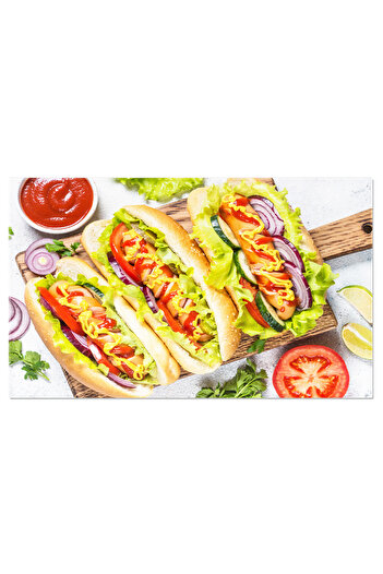 StoryGift Romania Canvas Painting 70 X 50cm Hot Dog With Fresh Vegetables On White Background A Quick And Easy Delicacy