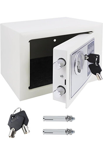 Primo Plus Compact Electronic Safe With Dual Locking System 27x22x23 Cm White