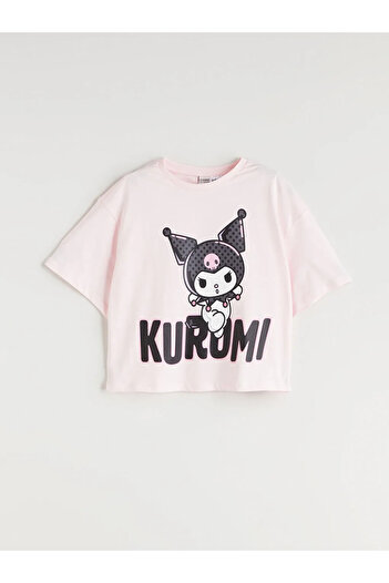 LC Waikiki Lcw kids pink crewneck kuromi Printed girls' t-shirt and shorts