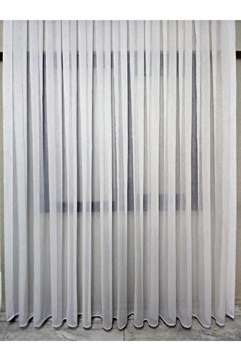 BBB Striped Silver Glitter Tulle Curtain Ecru 1 E 3 Pleated Et4020Gumus