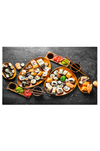 StoryGift Romania Canvas Print Set of Traditional Japanese Dishes, Sushi with Soy Sauce, A Delicate Expression