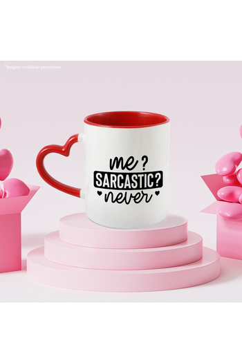 StoryGift Romania Mug with the text in English "Me? Sarcastic? Never" - Me? Sarcastic? Never with M, With, STG
