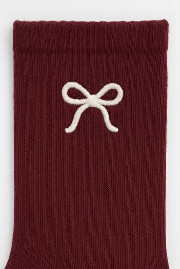 AYDK Bow Ribbon Embroidered Stylish Clothing Women's College Tennis Socket Socks Cotton
