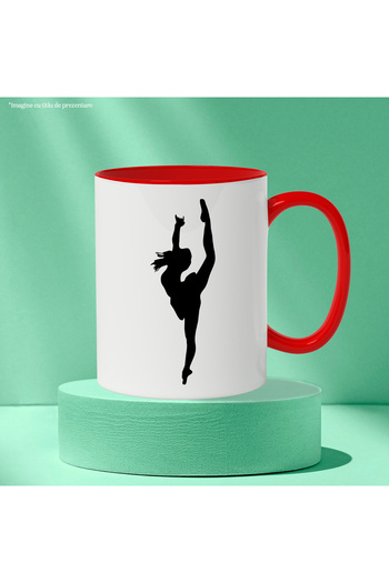 StoryGift Romania Mug with a gymnast - flexibility with Red Handle, With Red Handle STG ,STG ,STG