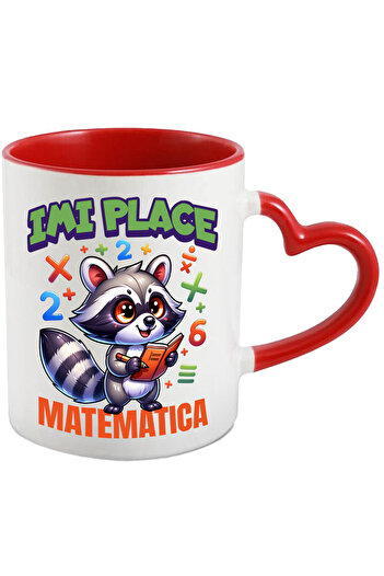 StoryGift Romania Cana cu Sconcs matematician numere carti scoala text imi place matematica, educa, Cu Maner Inim STG