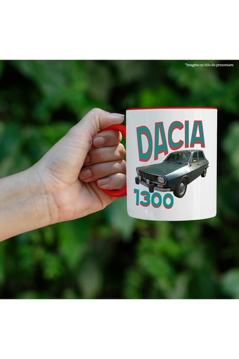 StoryGift Romania Romanian Dacia 1300 Vintage Car Mug Haios, 330ml, Ceramic with Red Handle, With Handle, STG.