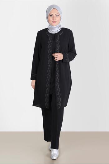 Alvina Crepe Double Pants.Stone Detailed Set - 20243