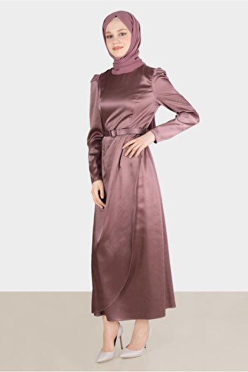 Alvina Satin Belted Dress - Model 42527