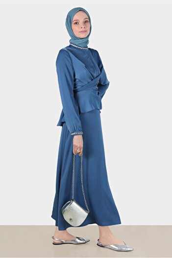 Alvina Satin Double Skirt Set - Cross Tied 30280