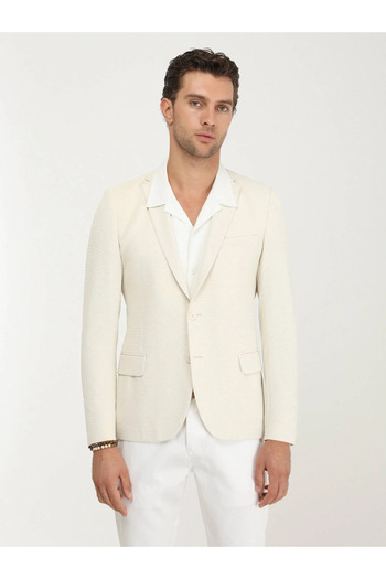 Kip Ecru Slim Fit Knitted Jacket