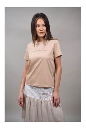 CHANGE OFF Mentana Beige Simple T-Shirt One Size